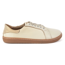 Olivier Aura: Sneakers en cuir aux pieds nus crémeux Chaussures confortables avec une semelle plate