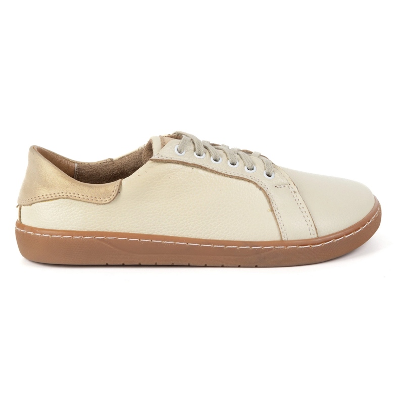 Olivier Aura: Sneakers en cuir aux pieds nus crémeux Chaussures confortables avec une semelle plate