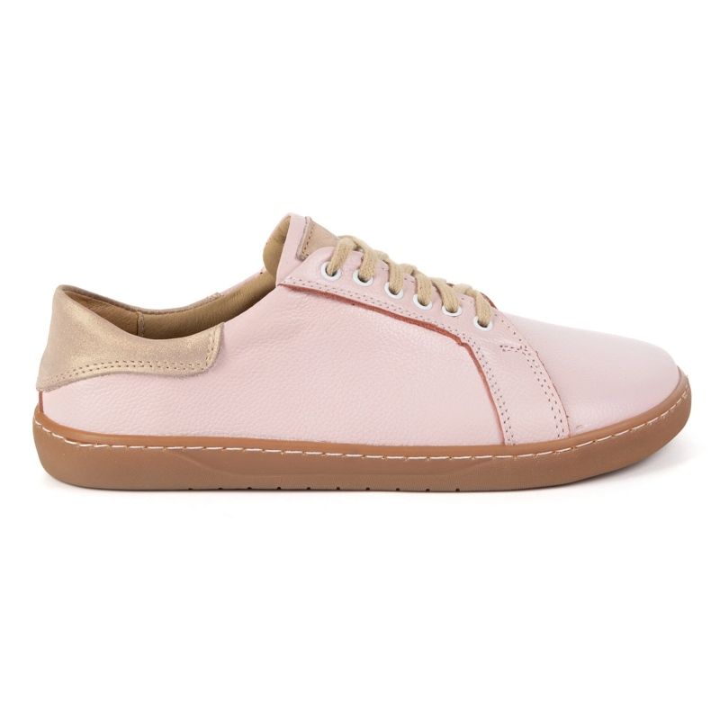 Olivier Aura: Sneakers en cuir aux pieds nus pour femmes pour femmes chaussures minimalistes à la mode, zéro goutte rose