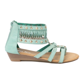 Shelvt Sandales turquoise avec des goujons boho