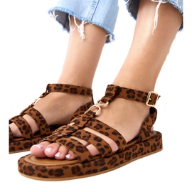 Panther Sandales de femmes romaines attachées à la cheville Nargiz multicolore