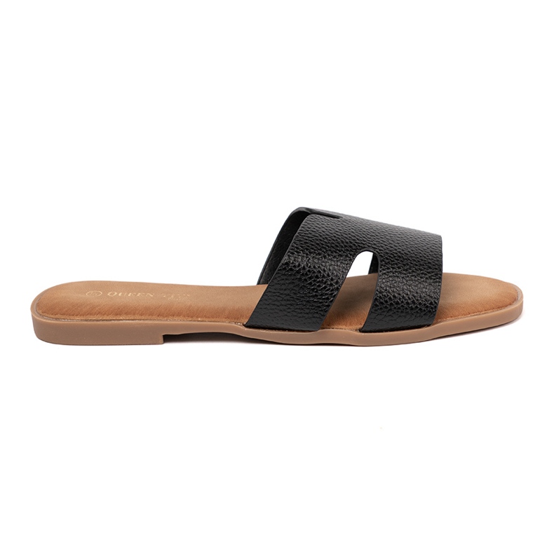 Shelvt Slippers en cuir des femmes noires le noir