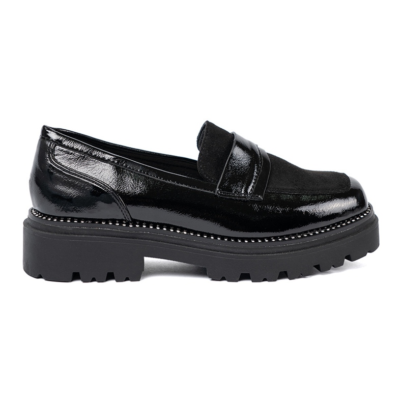 Goodin Mocassins vernies avec des goujons le noir