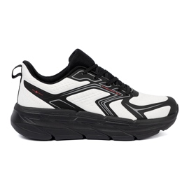 Shelvt Chaussures de sport blanches et noires confortables avec une structure en filet