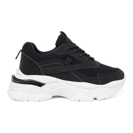 Shelvt Baskets de sport noir sur une semelle blanche épaisse le noir