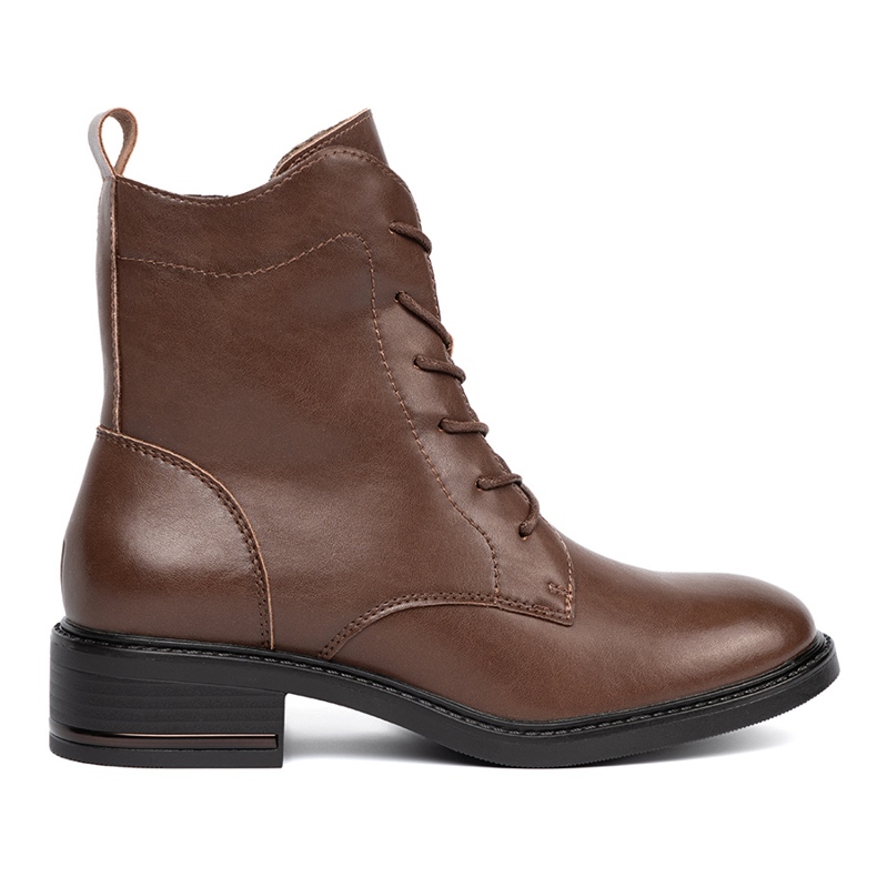 Boots en dentelle brune avec un talon bas Sergio Leone