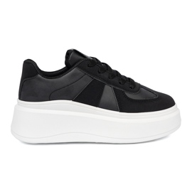 Shelvt Baskets noires classiques sur une semelle épaisse le noir