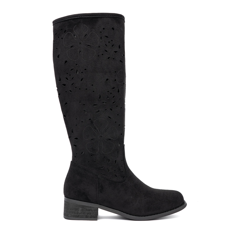 Seastar Bottes noires en daim devant le genou le noir