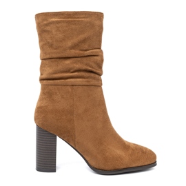 Shelvt Bottes de caramel avec une tige et un talon froissés