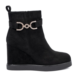 Shelvt Bottes en daim noir avec une pince élégante le noir