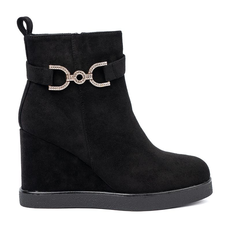 Shelvt Bottes en daim noir avec une pince élégante le noir