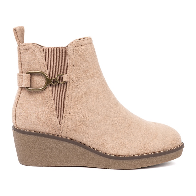 Shelvt Bottes féminines beige sur un coin confortable et bas