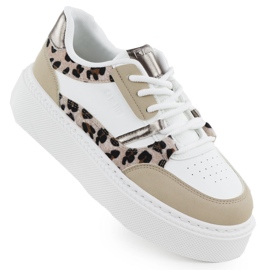 Chaussures de sport sur la plate-forme ZZ avec léopard imprimer Big Star SS274357 blanc