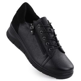 Chaussures en cuir pour femmes sur coins noirs Vinceza 39964 le noir