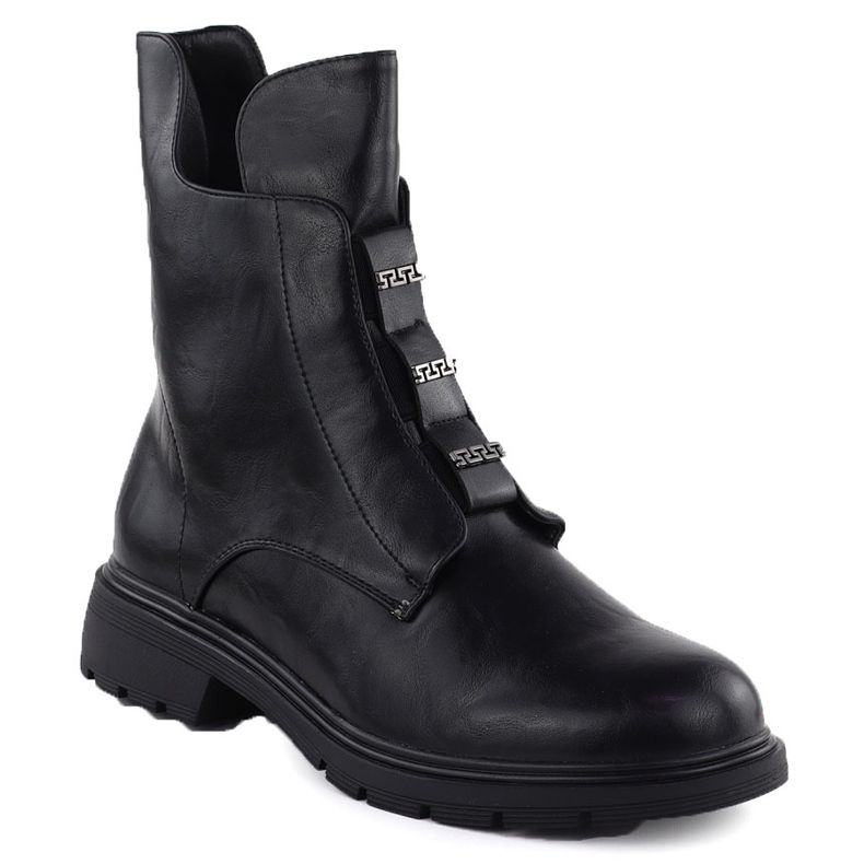 Bottes pour femmes à talons plates isolés noirs jezzi MR2501-4 le noir