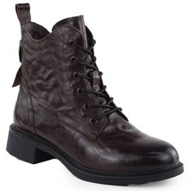 Travailleurs en cuir pour femmes isolées Boots bruns Vinceza 86412