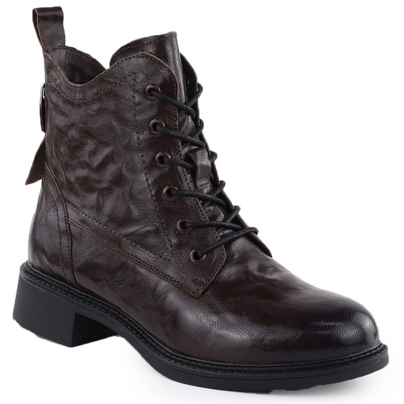 Travailleurs en cuir pour femmes isolées Boots bruns Vinceza 86412