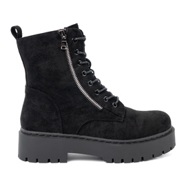 Shelvt Bottes de femmes noires avec finition en daim le noir