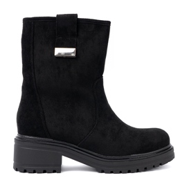 Shelvt Boots femme noires sur semelle massive le noir