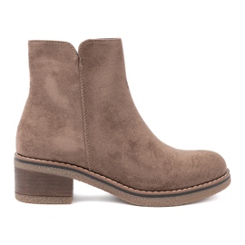 Shelvt Des bottes beige noires classiques avec un talon stable