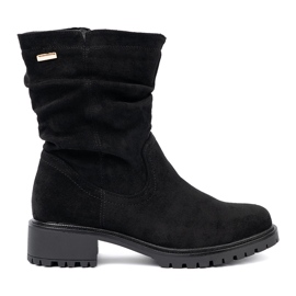 Shelvt Bottes noires avec une tige froissée et une fermeture éclair le noir