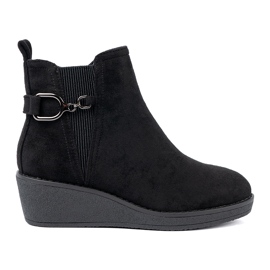 Shelvt Bottes en daim noir avec une insertion flexible le noir