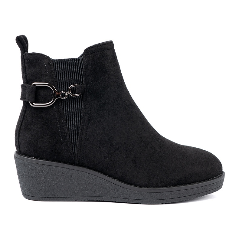 Shelvt Bottes en daim noir avec une insertion flexible le noir