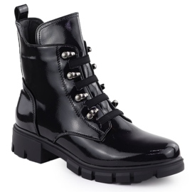 Bottes de femmes isolées laquées noir M. Daszyński MR23123 le noir