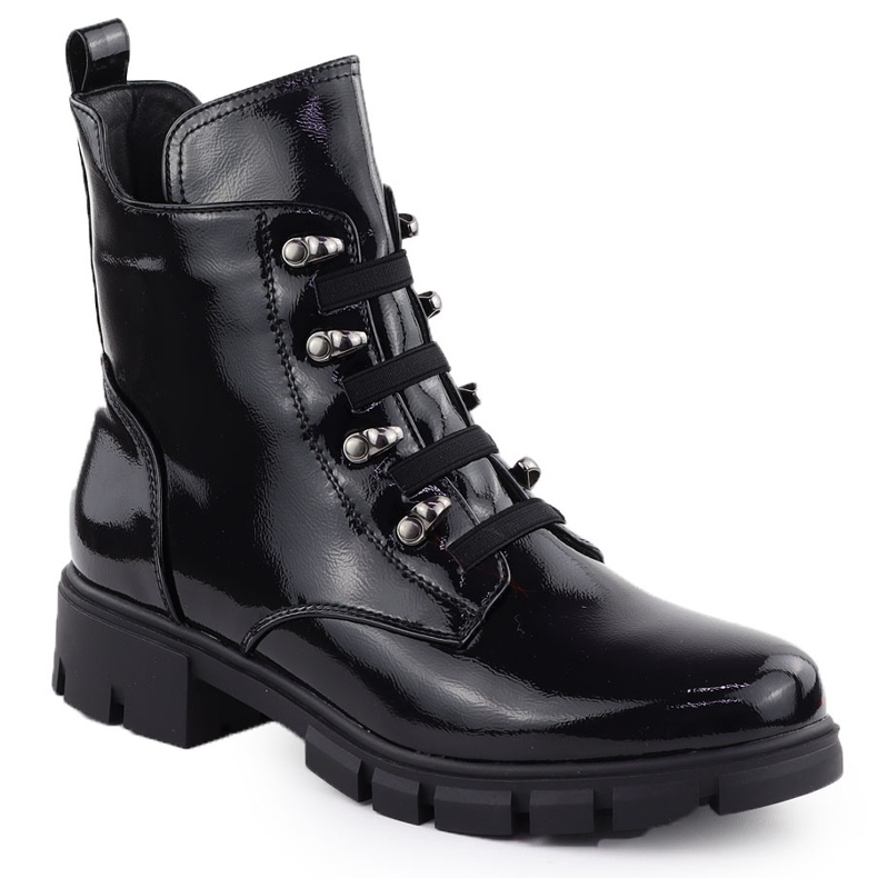 Bottes de femmes isolées laquées noir M. Daszyński MR23123 le noir
