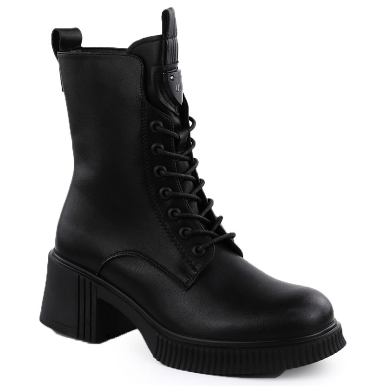 Bottes en cuir pour femmes sur le bloc noir Vinceza 66671 le noir