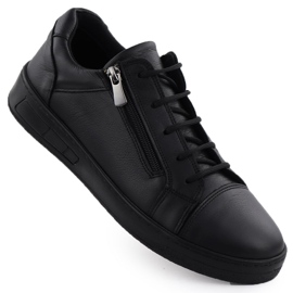 Chaussures en cuir pour femmes Black T.Sokolski J24-20 le noir