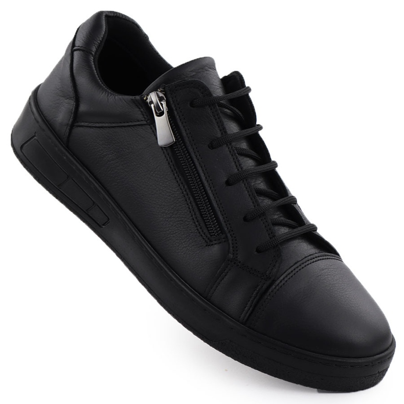 Chaussures en cuir pour femmes Black T.Sokolski J24-20 le noir