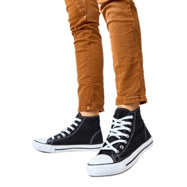 Black OpenWork Sneakers High Taris Bneakers noir