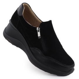 Chaussures en cuir pour femmes sur cales Black Filippo DP6473 noir