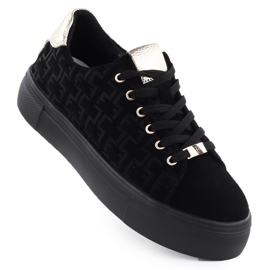 Sneakers de chaussures en cuir pour femmes sur la plate-forme Black Filippo DP6850