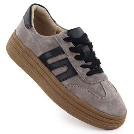 Sneakers de chaussures en cuir pour femmes taupe filippo dp7114