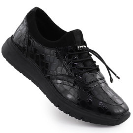 Chaussures en cuir en cuir, Verni Kroko Black Filippo DP7117 le noir