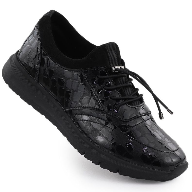 Chaussures en cuir en cuir, Verni Kroko Black Filippo DP7117 le noir