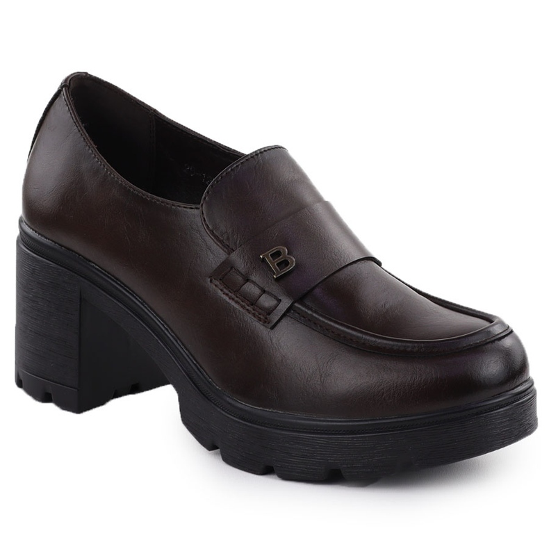 Chaussures de mocassins pour femmes sur le bloc Brown Potocki SZ12700 brun