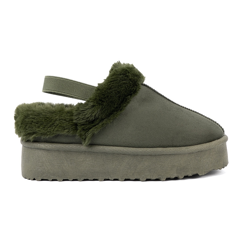 Shelvt Chaussures vert foncé et bottes de neige avec fourrure