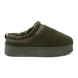 Shelvt Chaussures vertes foncées, chaussures molles et bottes de neige sans talon