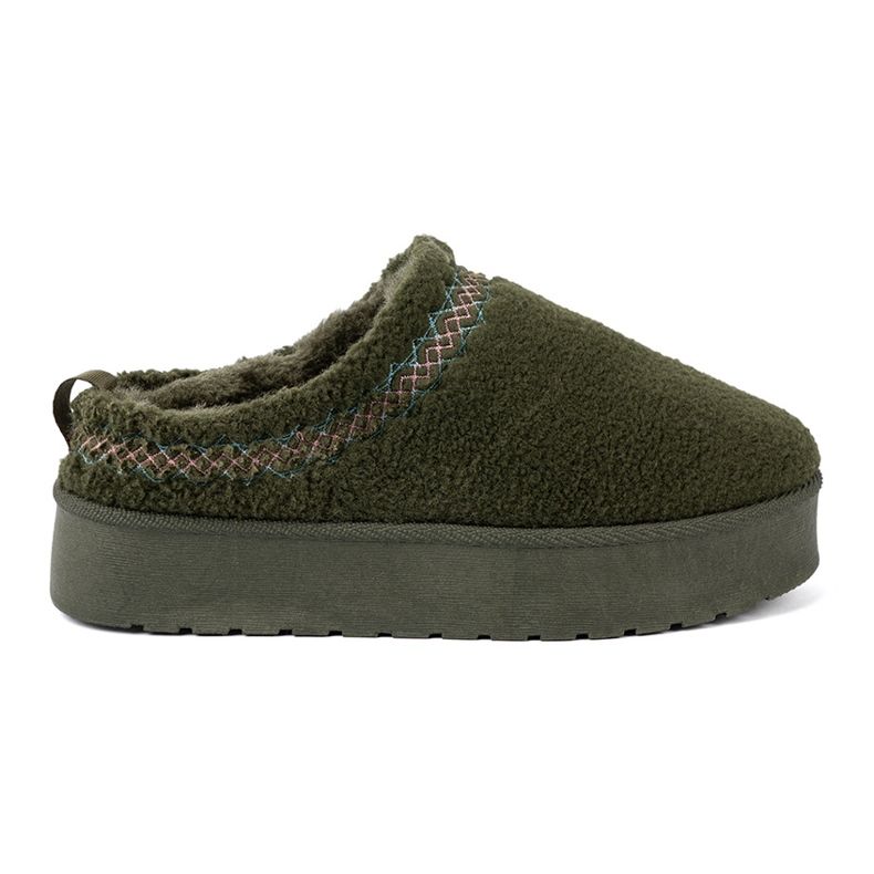 Shelvt Chaussures vertes foncées, chaussures molles et bottes de neige sans talon
