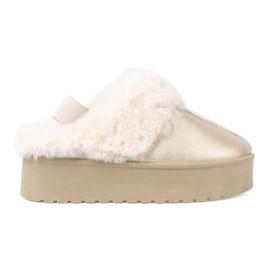 Shelvt Chaussures dorées et bottes de neige avec fourrure blanche