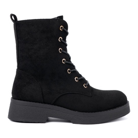 Shelvt Travailleurs noirs confortables sur une semelle plate le noir