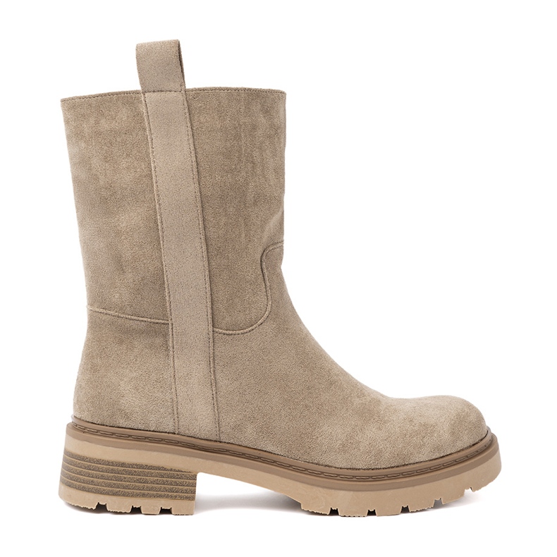 Shelvt Bottes beiges sur une semelle épaisse avec la cheville supérieure