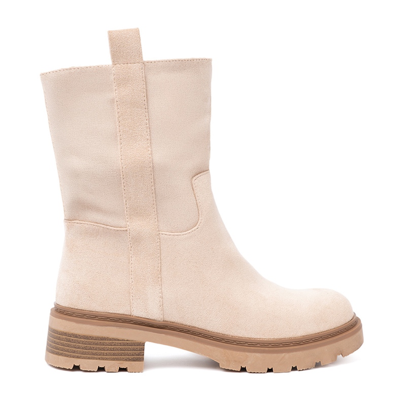 Shelvt Bottes beige légères modernes avec une simple coupe Shelvt Bottes beige légères modernes avec une simple coupe