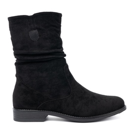 Shelvt Des bottes noires classiques avec une tige froissée le noir