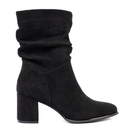 Shelvt Bottes en daim noir avec des rides élégants le noir