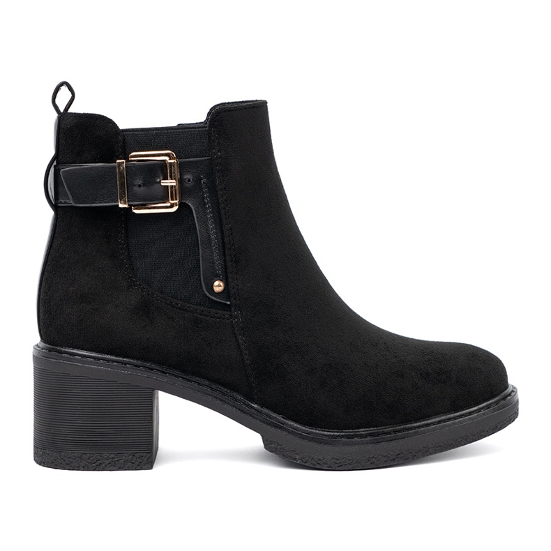 Shelvt Bottes noires avec une boucle à talon stable le noir