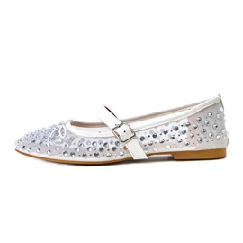 Ballerinas en filet en mailles avec des cristaux Elasid blanche